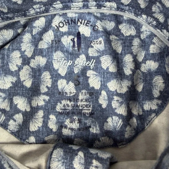 Johnnie O Men's Floral Patter Blue Polo Shirt Small - Picture 3 of 4